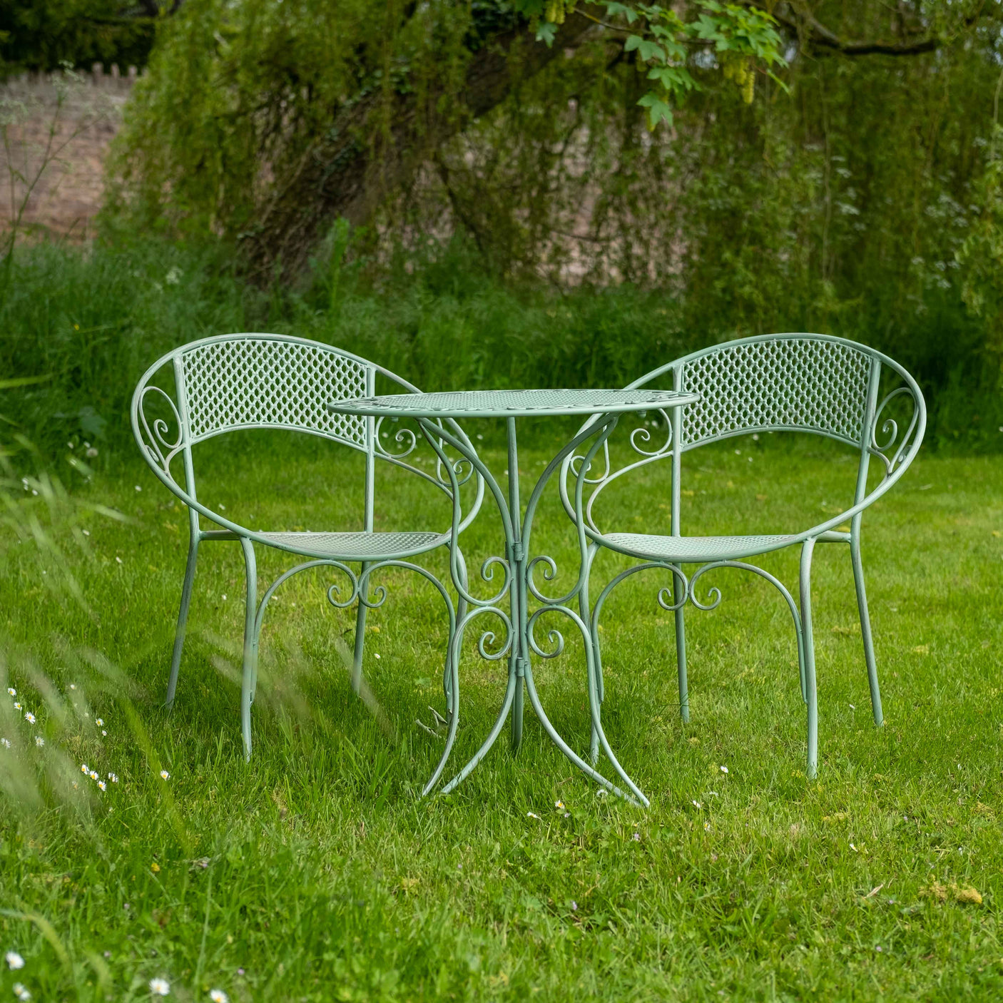 Aquitaine Mesh Bistro Set - Sage Green