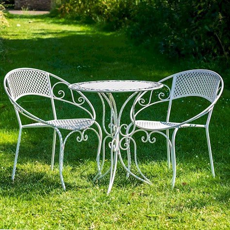 Aquitaine Mesh 3 - piece Bistro Set Antique in White - Frankton's