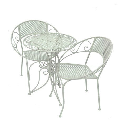 Aquitaine Mesh 3 - piece Bistro Set Antique in White - Frankton's