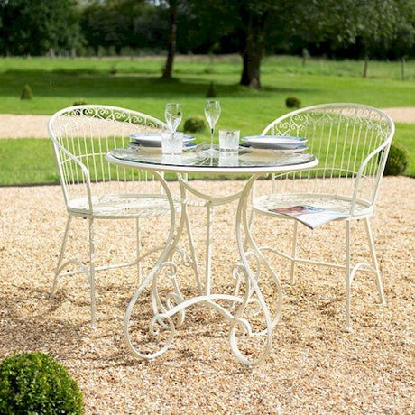 Blaisdon 3 - piece Bistro Set in Cream with Glass - Frankton's