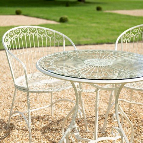 Blaisdon 3 - piece Bistro Set in Cream with Glass - Frankton's