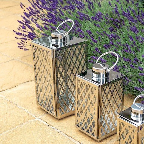 Lattice Lantern Set of Three - Stainless - Frankton's