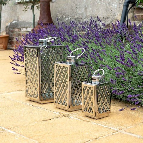 Lattice Lantern Set of Three - Stainless - Frankton's