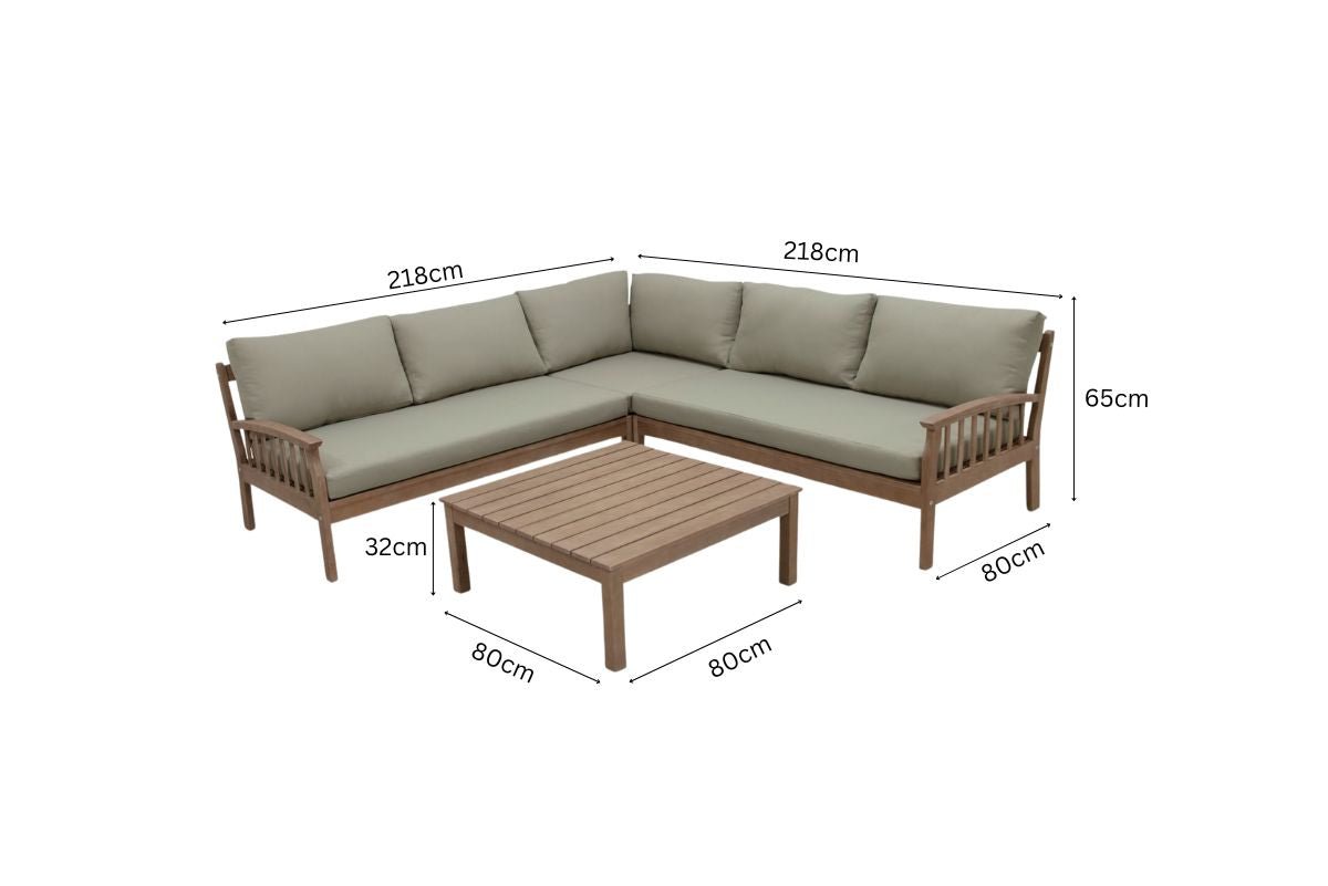 Somerset Corner Sofa and Table Set - Teak Finish - Frankton's