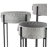 Low Planter With Stand, Set of Three - Antique Galvanised - Frankton's