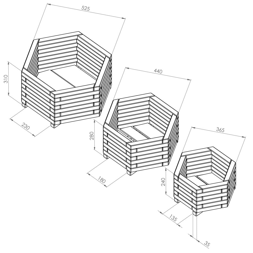 Marford Hexagonal Planter Set - Frankton's