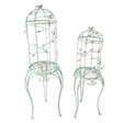 Pair of Antique Green Bird Cage Planters with Stands - Frankton's