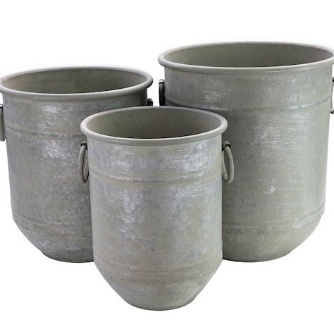 Set of Three Curved Base Planters - Green Galvanised - Frankton's